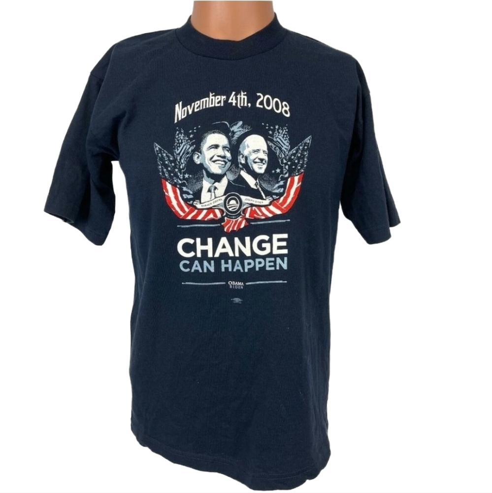 Vintage Unisex 2008 Obama Biden Change Can Happen Campain T Shirt - S - Picture 2 of 10